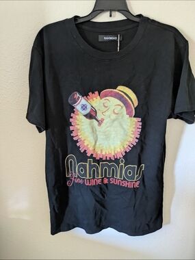 Nahmias Black Graphic Tee - Fine Wine & Sunshine